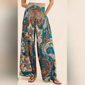 Farm Rio Anthropologie Wide Leg Leopard Paisley Pants
